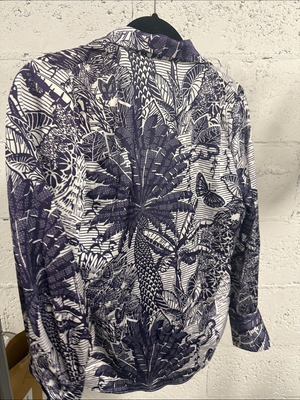 VINTAGE Christian Dior Purple & White Printed Wrap Cover Up Blouse - Picture 5 of 6